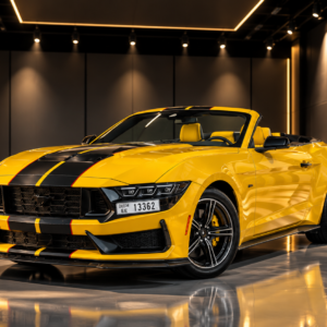 yellow convertible mustang